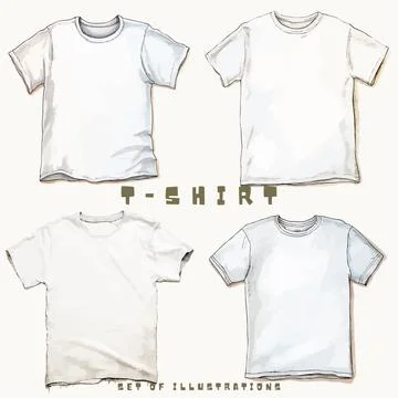 White t-shirt set. Vector illustration isolated on white background. Stock Illustration