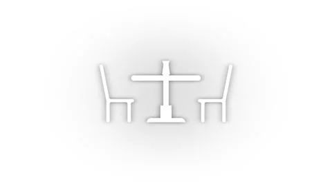 White table and chairs icon with shadow isolated on white background. Stock Footage 201770207