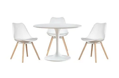 White table and chairs isolated on a white background. set 库存照片