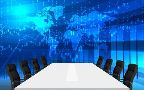 White table and chairs with lcd background Stock Illustration