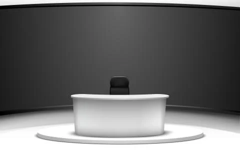 White table and lcd background in a news studio room Stock Illustration