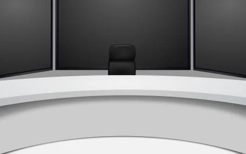 White table and lcds background in the news studio room Stock Illustration