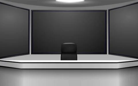 White table and lcds background in the news studio room Stock Illustration
