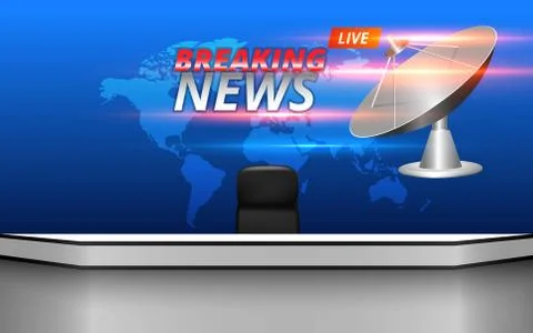 White table and lcds background in the news studio room Stock Illustration