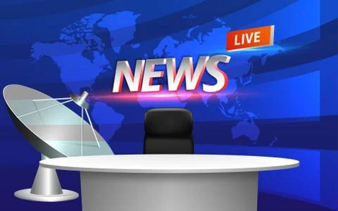 White table and lcds background in the news studio room Stock Illustration