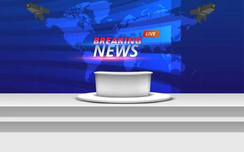 White table and lcds background in the news studio room Stock Illustration