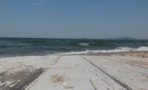 White table on beach Stock Photos