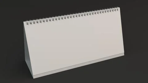 White table calendar mock-up on black surface Stock Illustration
