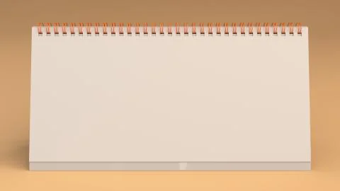 White table calendar mock-up on orange surface Stock Illustration