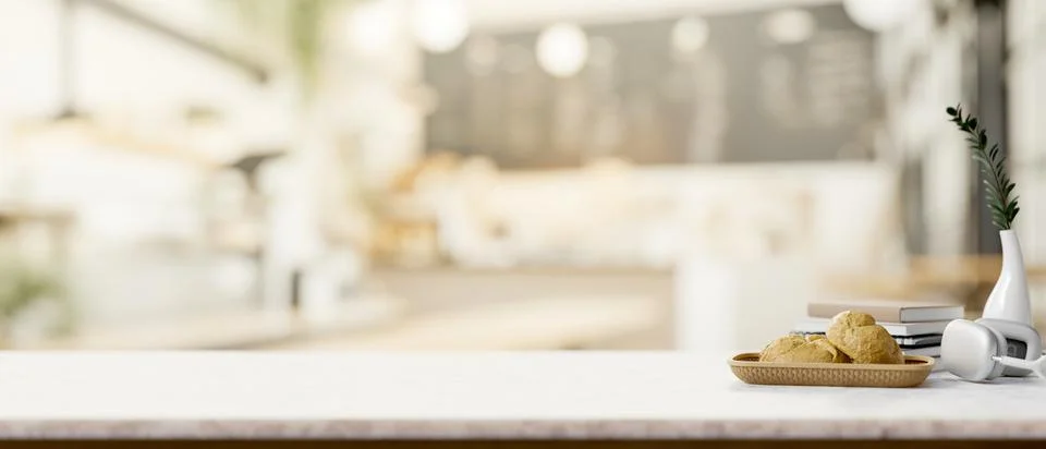 A white table featuring a presentation space for displaying products in a m.. Stockillustratie