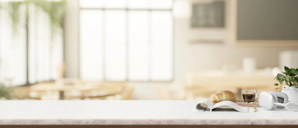 A white table featuring a presentation space for displaying products in a c.. Stock Illustration