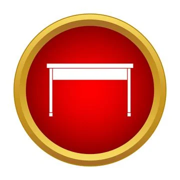White table icon on golden bordered red circle 库存插图