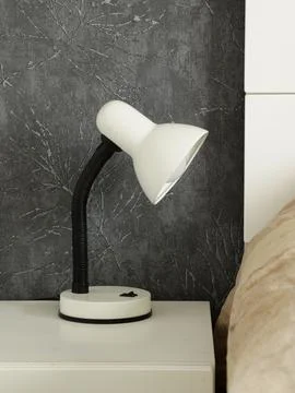 White table lamp on the bedside table Stock Photos