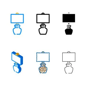 White table lamp color forms icon vector Stock Illustration