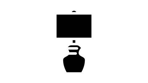 White table lamp glyph icon animation Stock Footage 326747013