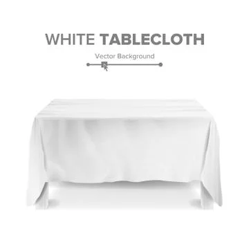 White Table With Tablecloth Vector. Empty 3D Rectangular Table Isolated Stockillustratie
