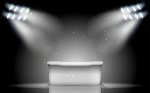 White table with white spotlight on the stage Stock Illustration