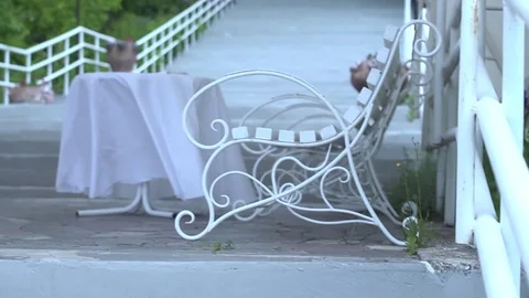 White tablecloth develops in the wind Stock Footage 76430660