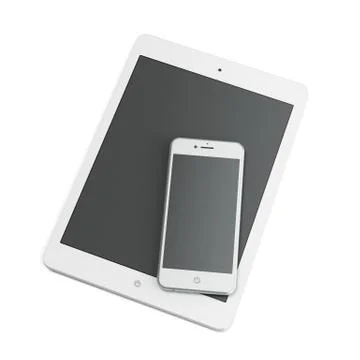 White tablet and smart phone Ilustración de archivo