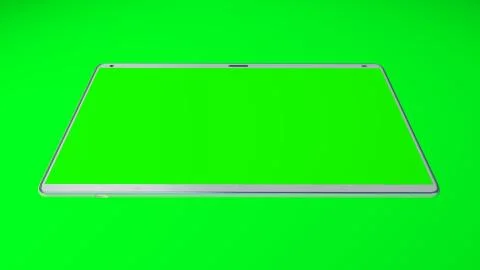 White tablet computer with isolated green screen on green background Stock Illustration
