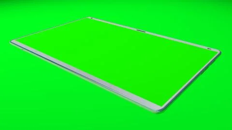 White tablet computer with isolated green screen on green background Illustrazione stock