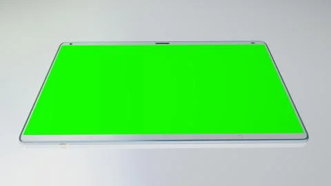 White tablet computer with isolated green screen Illustrazione stock