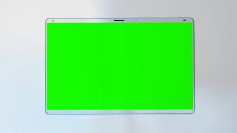 White tablet computer with isolated green screen Illustrazione stock