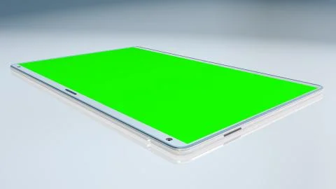 White tablet computer with isolated green screen Illustrazione stock