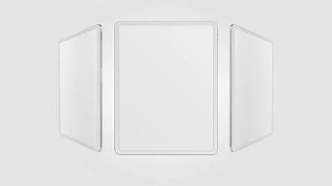 White Tablet from Different Angles. Editable Mockup Stock Illustration