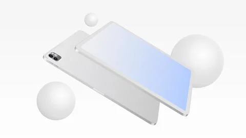 White Tablet Mockup. Angle Top and Back View Stock Illustration