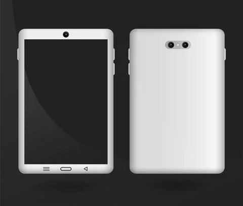 White tablet mockup with front and back Stock Illustration