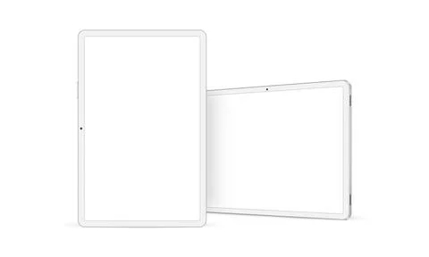 White Tablet Mockup with Horizontal and Vertical Screens Stock Illustration