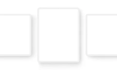 White Tablet Mockups With Blank Vertical and Horizontal Screens Stock Illustration
