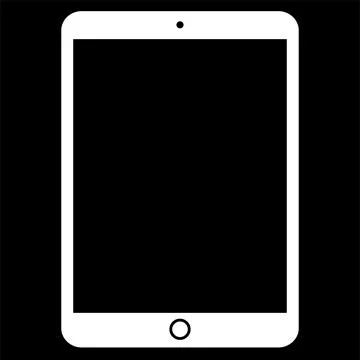 White Tablet Pad Device Solid Color on Black Background Icon 스톡 일러스트