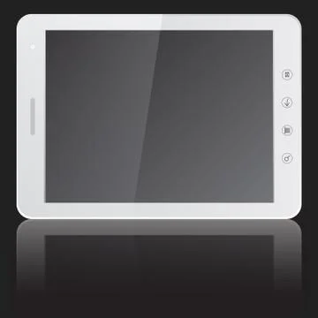 White tablet pc computer  isolated on black background. Stock Illustration