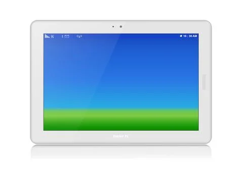 White tablet PC. Horizontal. Copy space Illustrazione stock