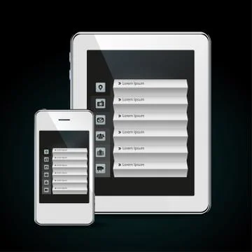 White tablet pc with menu Stockillustratie