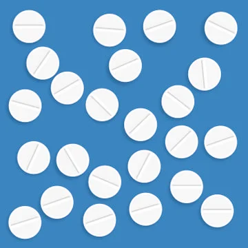 White tablets on blue background Illustrazione stock