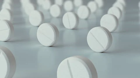 White Tablets Rolling on The Ground, 3d Animation 4k Stock Footage 64051667