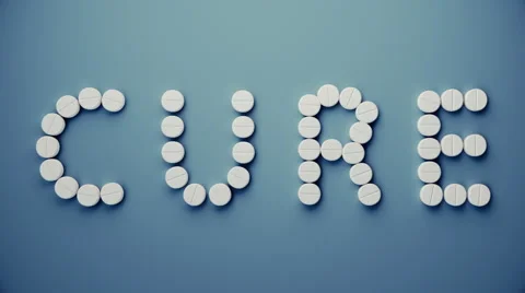 White Tablets Write Cure Text, 3d Animation 4k Video stock 64075954
