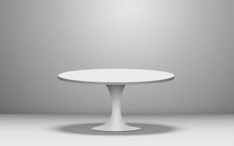 White tablewhite round table in the white studio room Stock Illustration