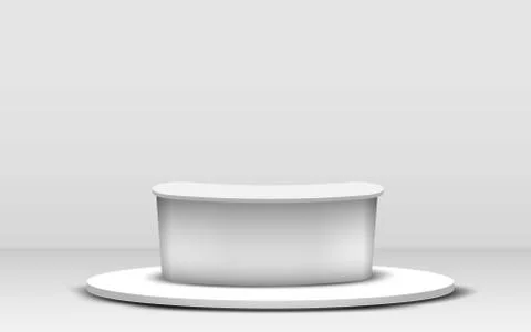 White tablewhite table on white stand in the white room Stock Illustration