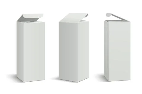 White tall package. 3d boxes mockup, cosmetic medicine rectangular cardboard 스톡 일러스트
