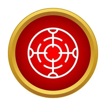 White target aiming icon on red background Stock Illustration