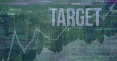 White TARGET highlighting trends on data dashboard, with line graphs bars Stock Photos