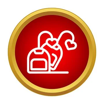 White tea bag with heart shape string in red circle Stock Illustration