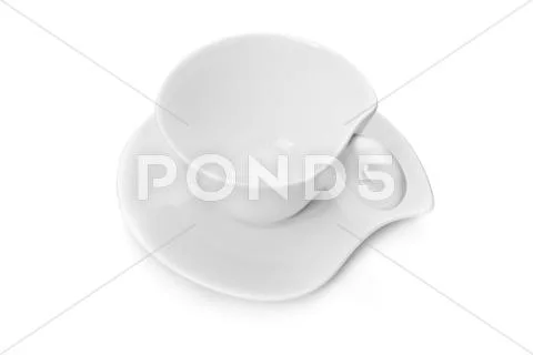 White tea cup and saucer isolated on white background Stock Photos