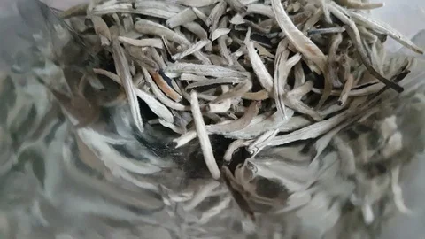White tea leaves closeup in package 스톡 동영상 121402280