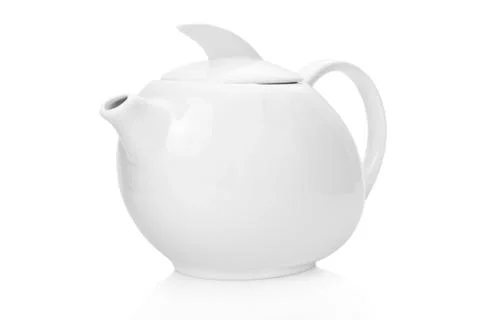 White tea pot isolated on white background Stock Photos