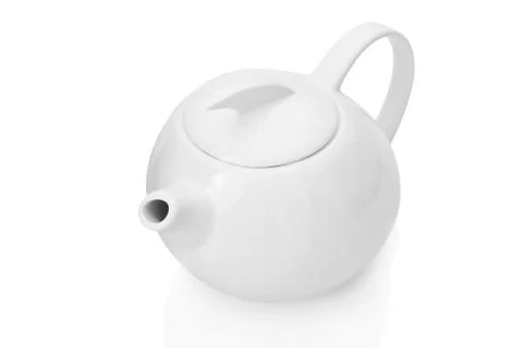 White tea pot isolated on white background Stock Photos